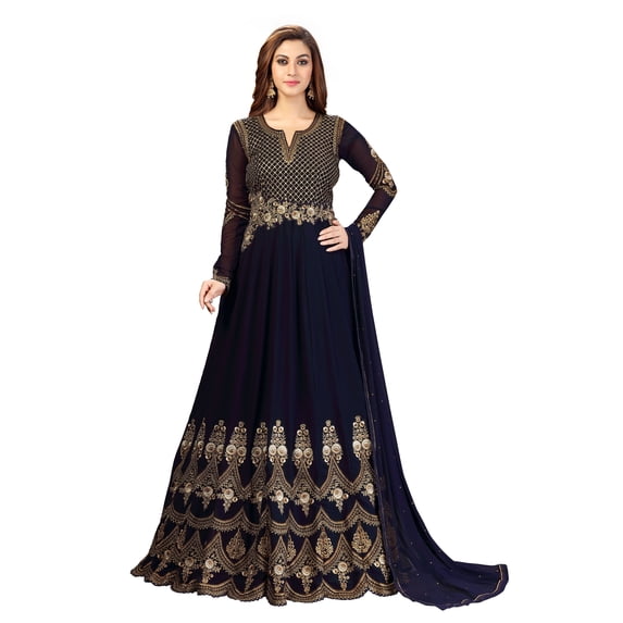 Trendmalls Women's Georgette Embroidery Work Ready To Wear Anarkali Suit Set