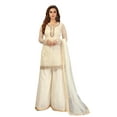 thumbnail image 1 of Trendmalls Women's Wear Net Fabric Wedding Wear Embroidered Straight Kurta Palazzo Suit set, 1 of 7