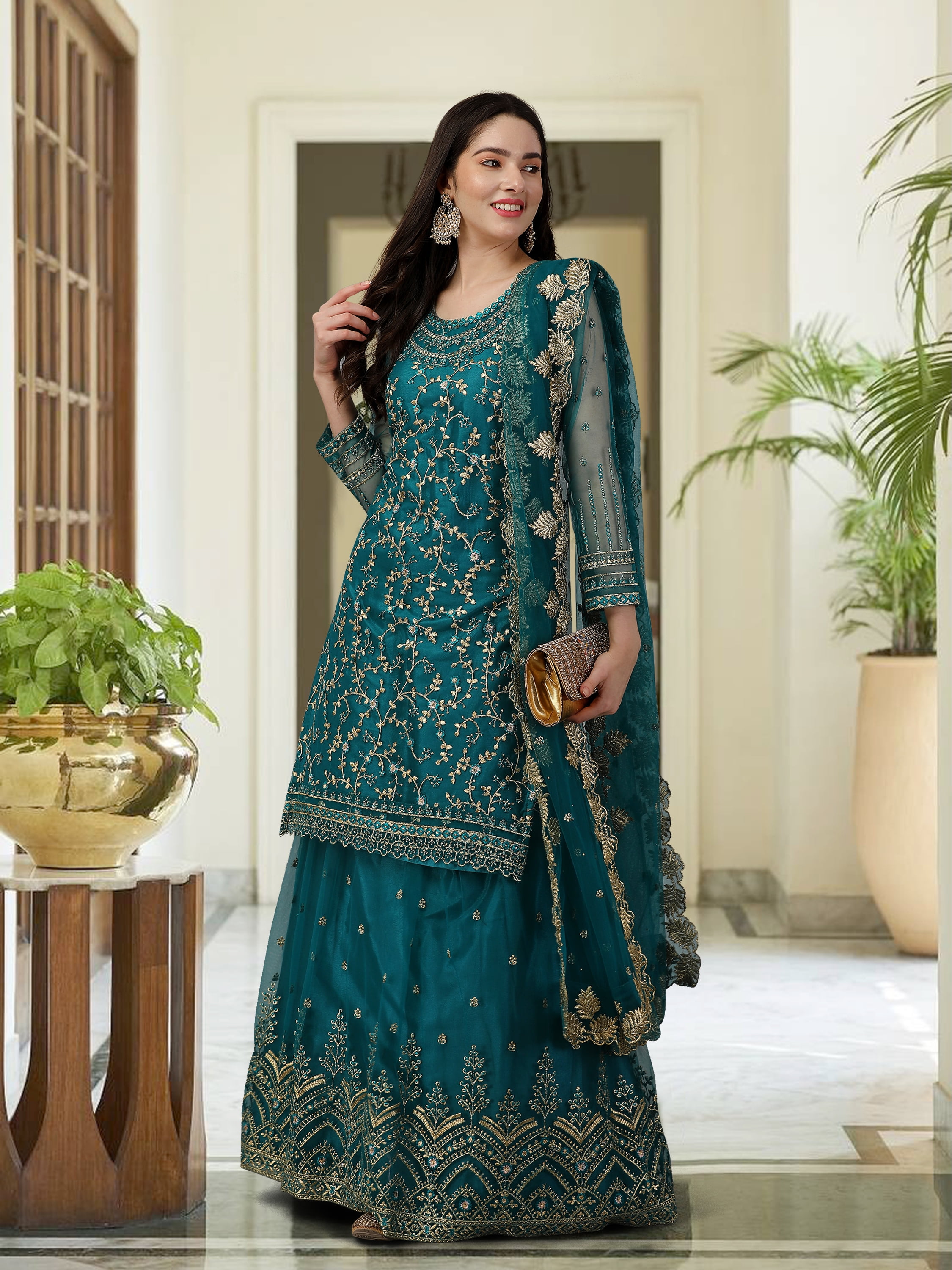 Lehenga Choli For Women TRENDMALLS Women's LightGreen Georgette