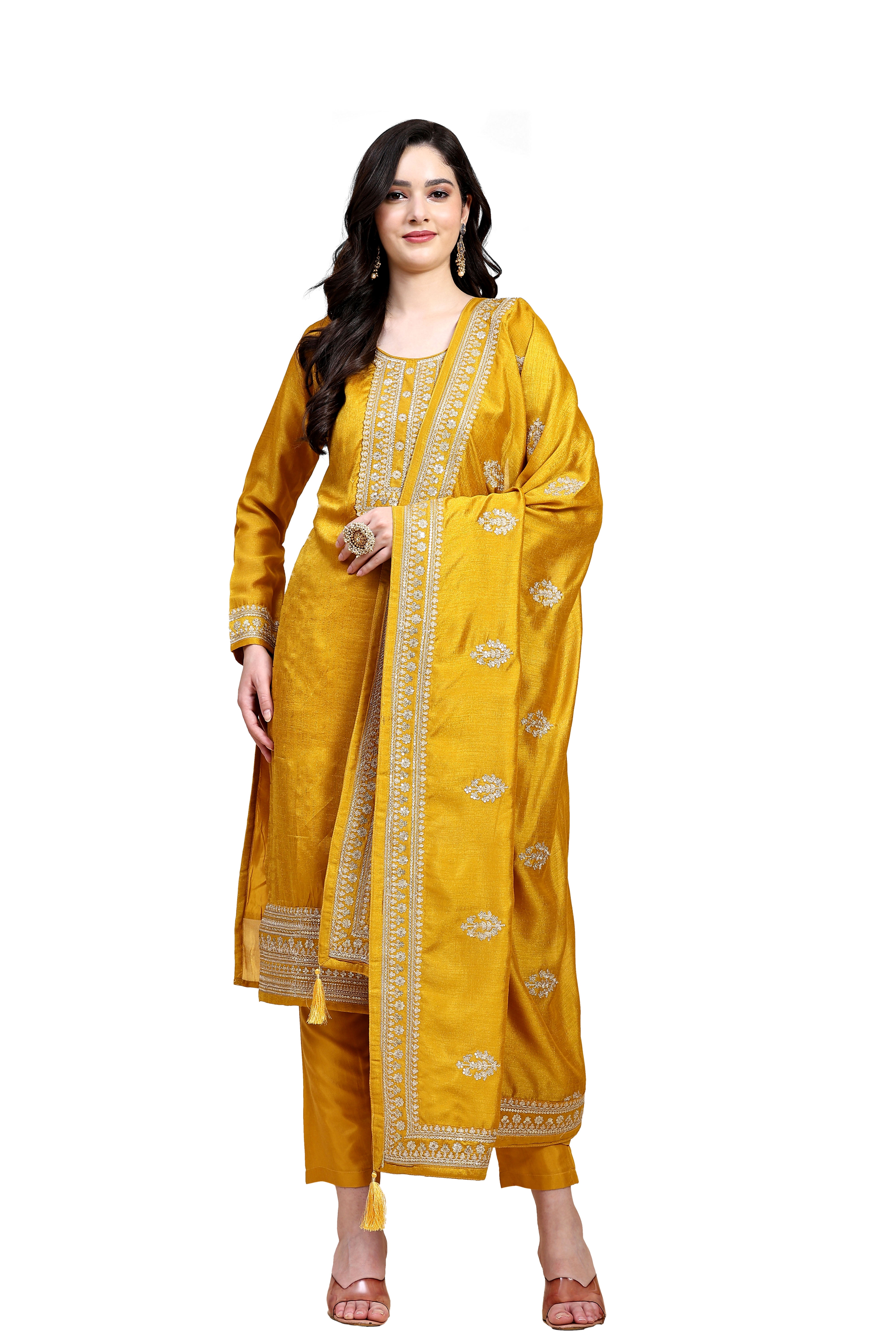 Women's Mughal Jaal Chanderi Suit Set - Gillori | Simple kurti designs,  Sleeves designs for dresses, Silk kurti designs