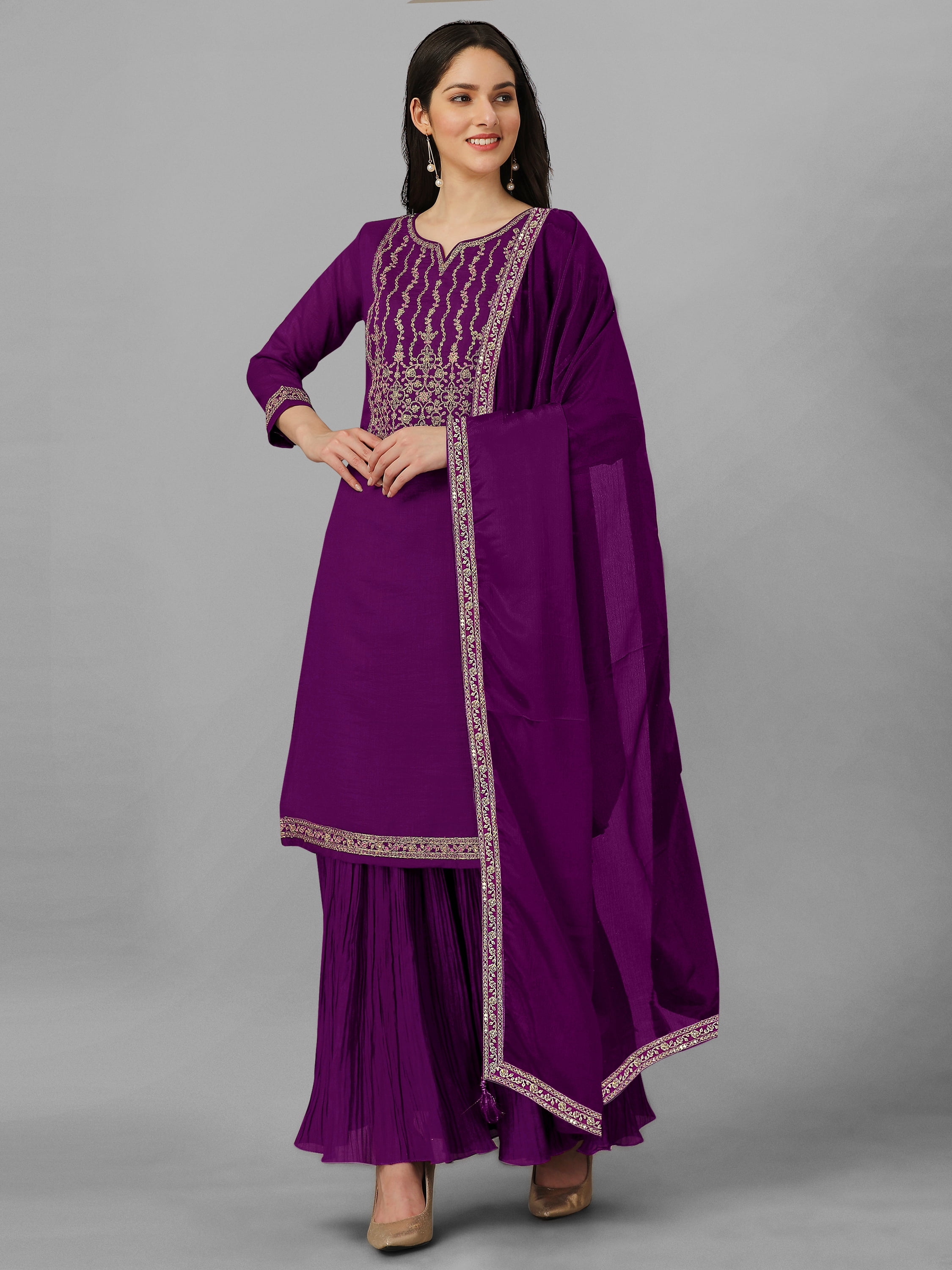 Buy Purple Kurta Suit Sets for Women by Bitterlime Online | Ajio.com