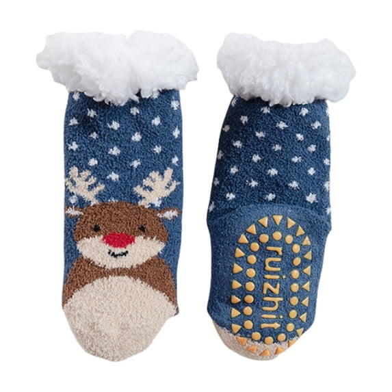 Trends Baby Slipper Socks Christmas Toddler Fuzzy Socks Warm Non Winter Socks Size 12-18 Months