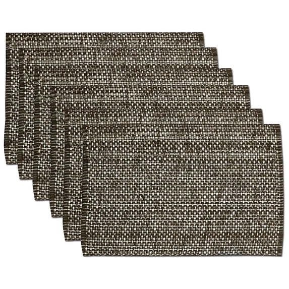 100% Cotton Two Tone Woven 13" x 19" Kitchen & Dining Room Placemats, 6-Pack - Chocolate