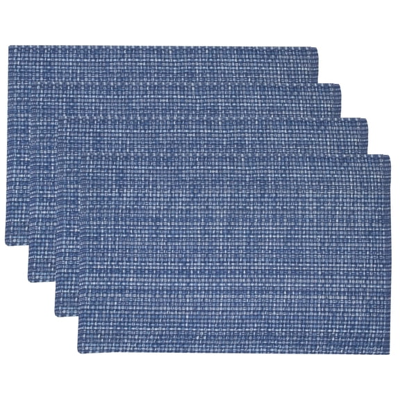 100% Cotton Two Tone Woven 13" x 19" Kitchen & Dining Room Placemats, 4-Pack - Dark Blue