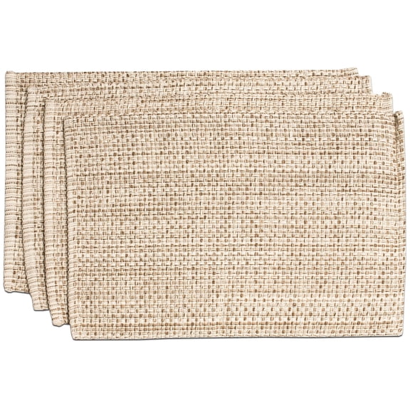 100% Cotton Two Tone Woven 13" x 19" Kitchen & Dining Room Placemats, 4-Pack - Eggshell