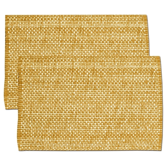 100% Cotton Two Tone Woven 13" x 19" Kitchen & Dining Room Placemats, 2-Pack - Orange