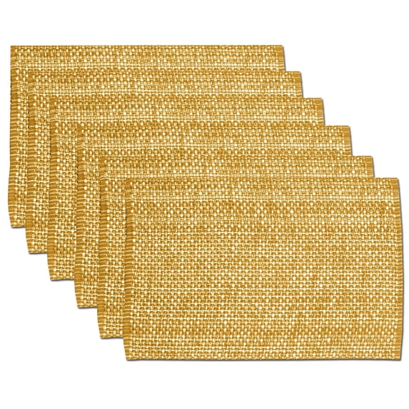 100% Cotton Two Tone Woven 13" x 19" Kitchen & Dining Room Placemats, 6-Pack - Orange