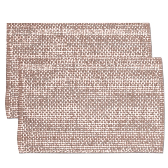 100% Cotton Two Tone Woven 13" x 19" Kitchen & Dining Room Placemats, 2-Pack - Taupe