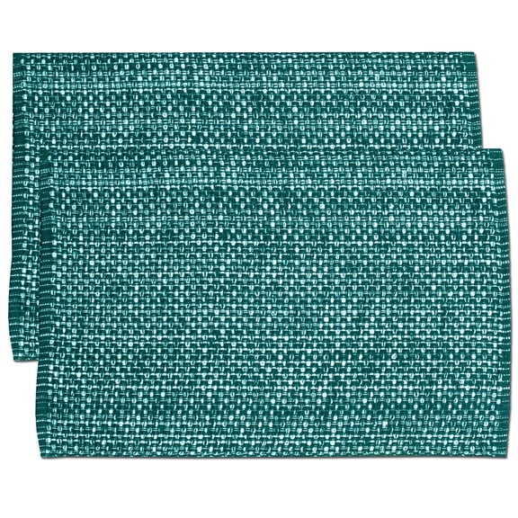 100% Cotton Two Tone Woven 13" x 19" Kitchen & Dining Room Placemats, 2-Pack - Turquoise