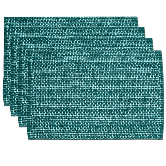 100% Cotton Two Tone Woven 13" x 19" Kitchen & Dining Room Placemats, 4-Pack - Turquoise