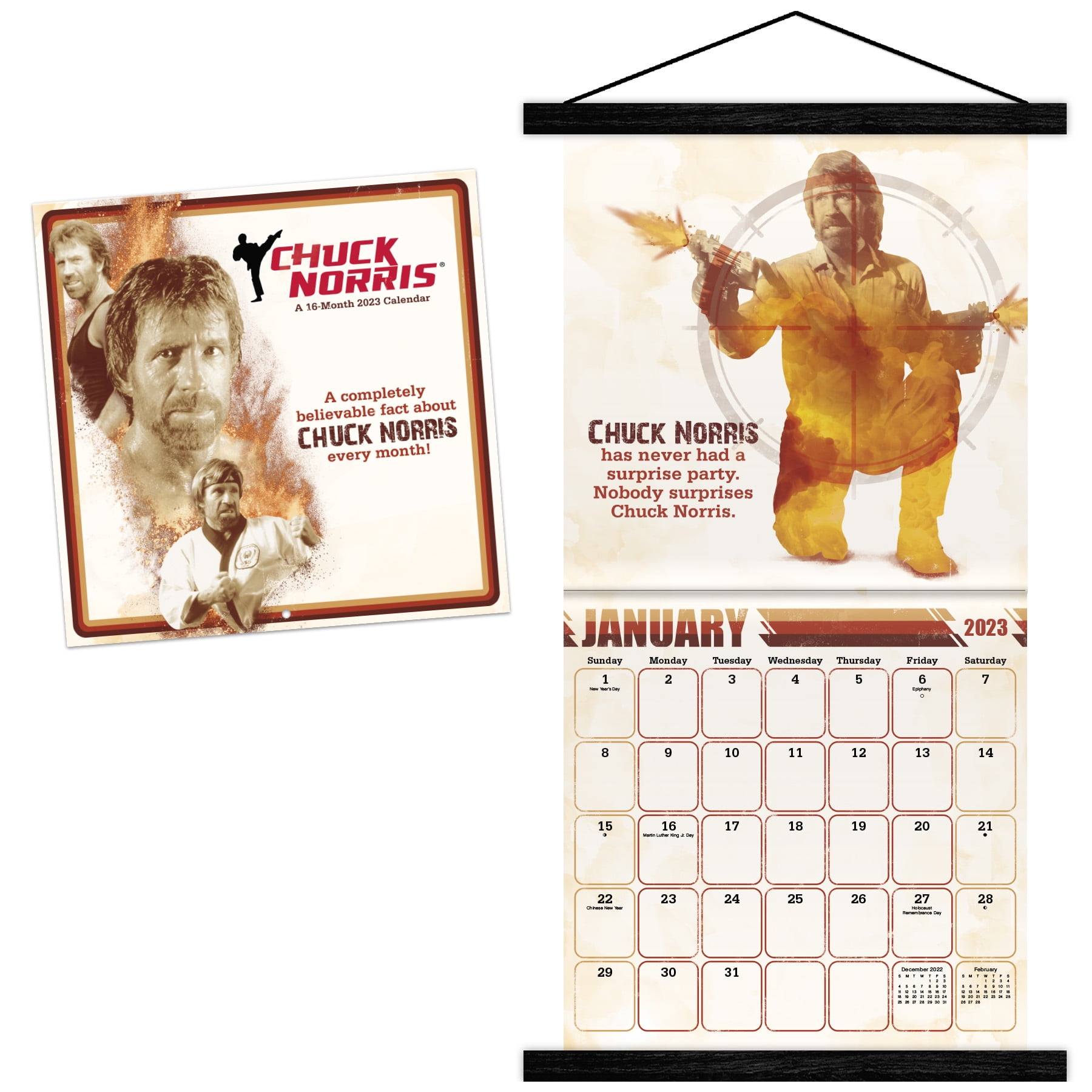 Trends International 2023 Chuck Norris Wall Calendar & Frame