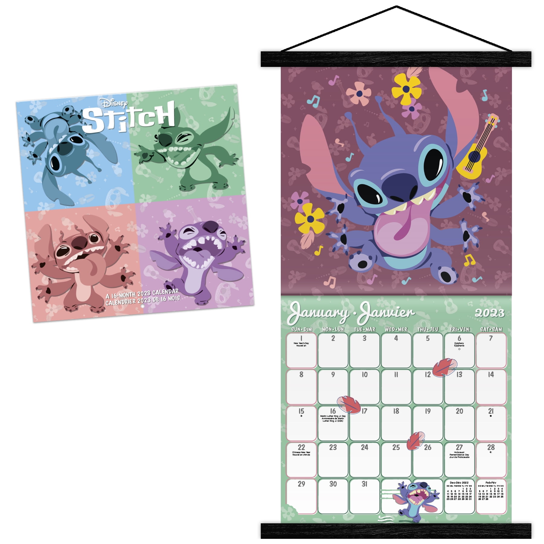 Trends International 2023 Disney Lilo & Stitch (Bilingual French) Wall  Calendar & Magnetic Frame
