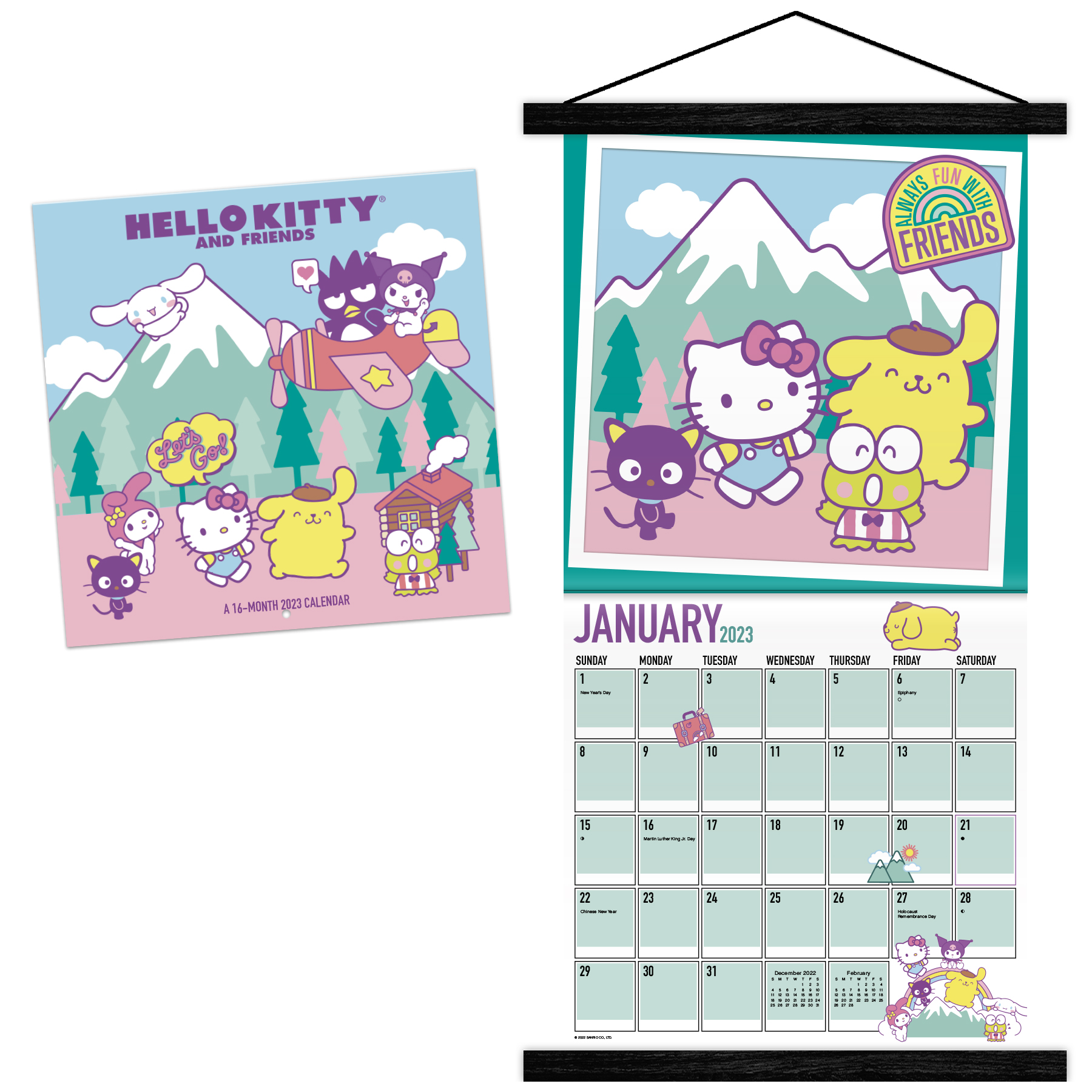 Trends International 2023 Hello Kitty Wall Calendar & Frame