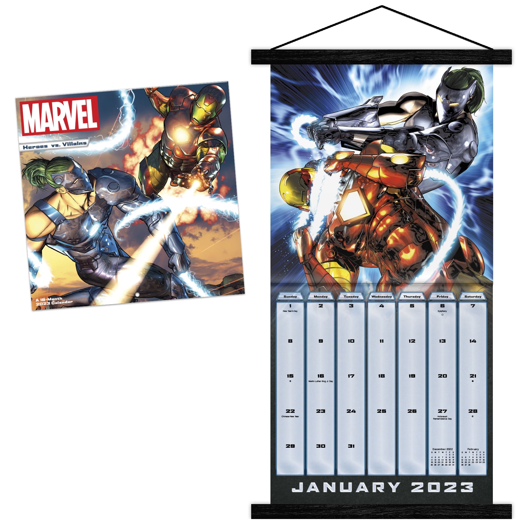 Trends International 2023 Marvel Heroes vs. Villains Wall Calendar