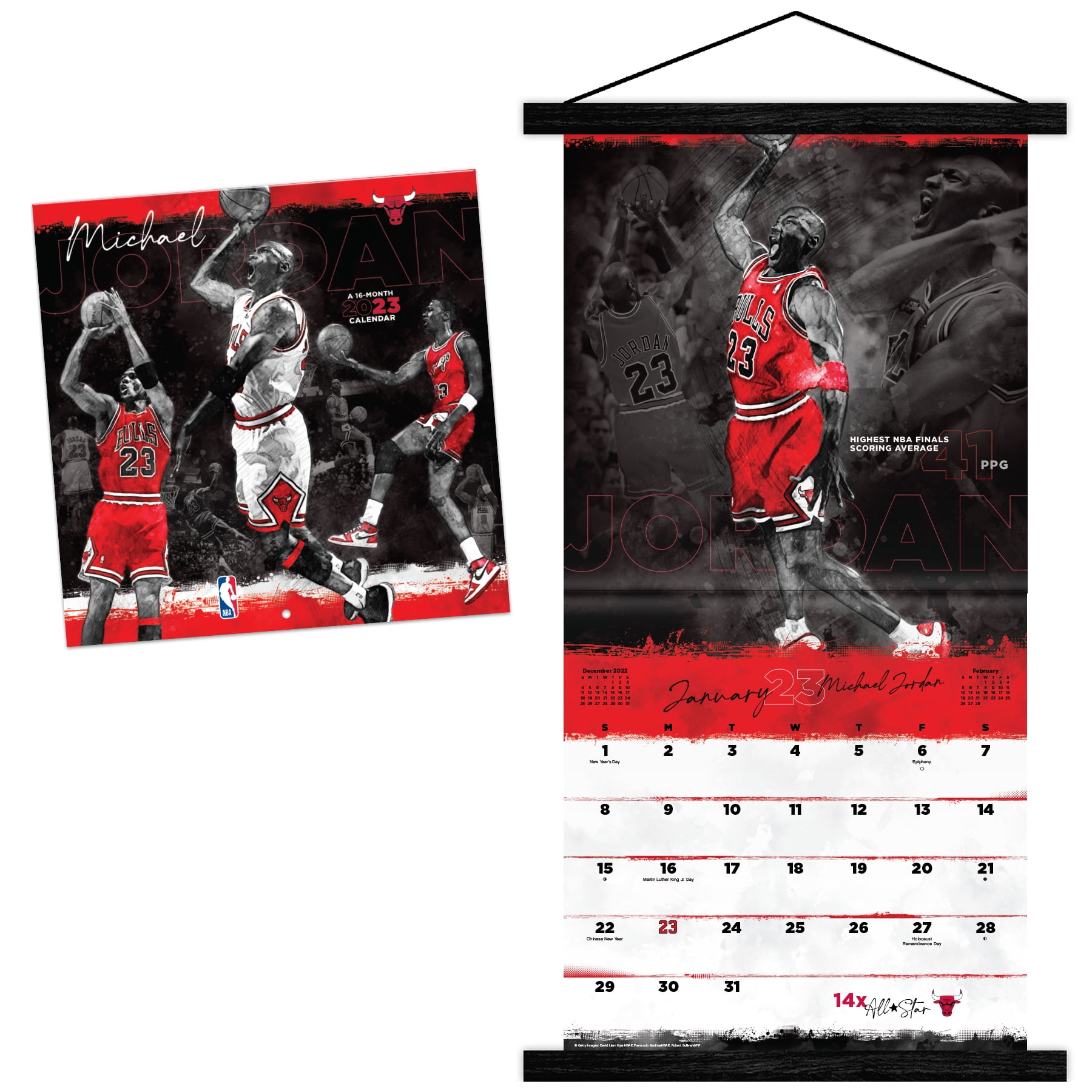 Trends International 2023 Michael Jordan Wall Calendar & Frame