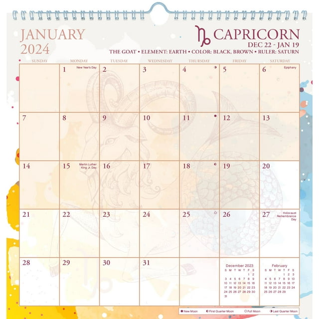 Trends International 2024 Astrology Spiral Wall Calendar