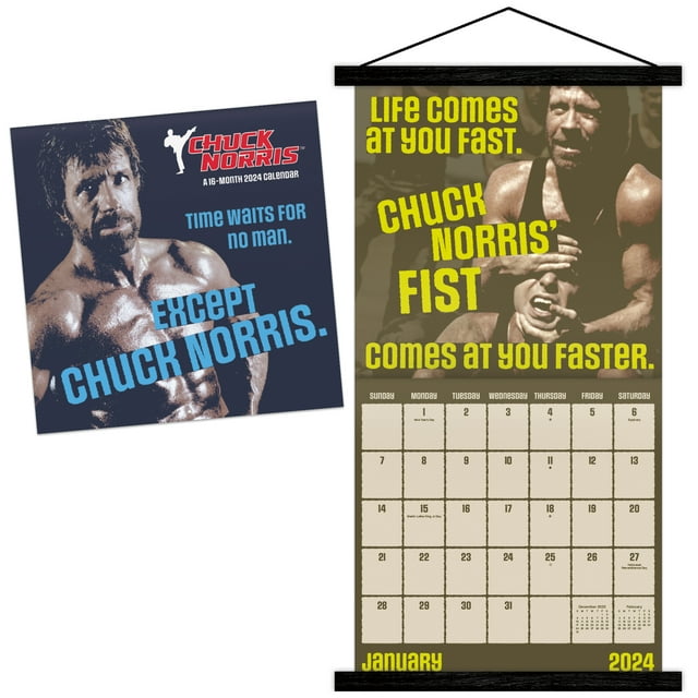 trends-international-2024-chuck-norris-wall-calendar-magnetic-frame