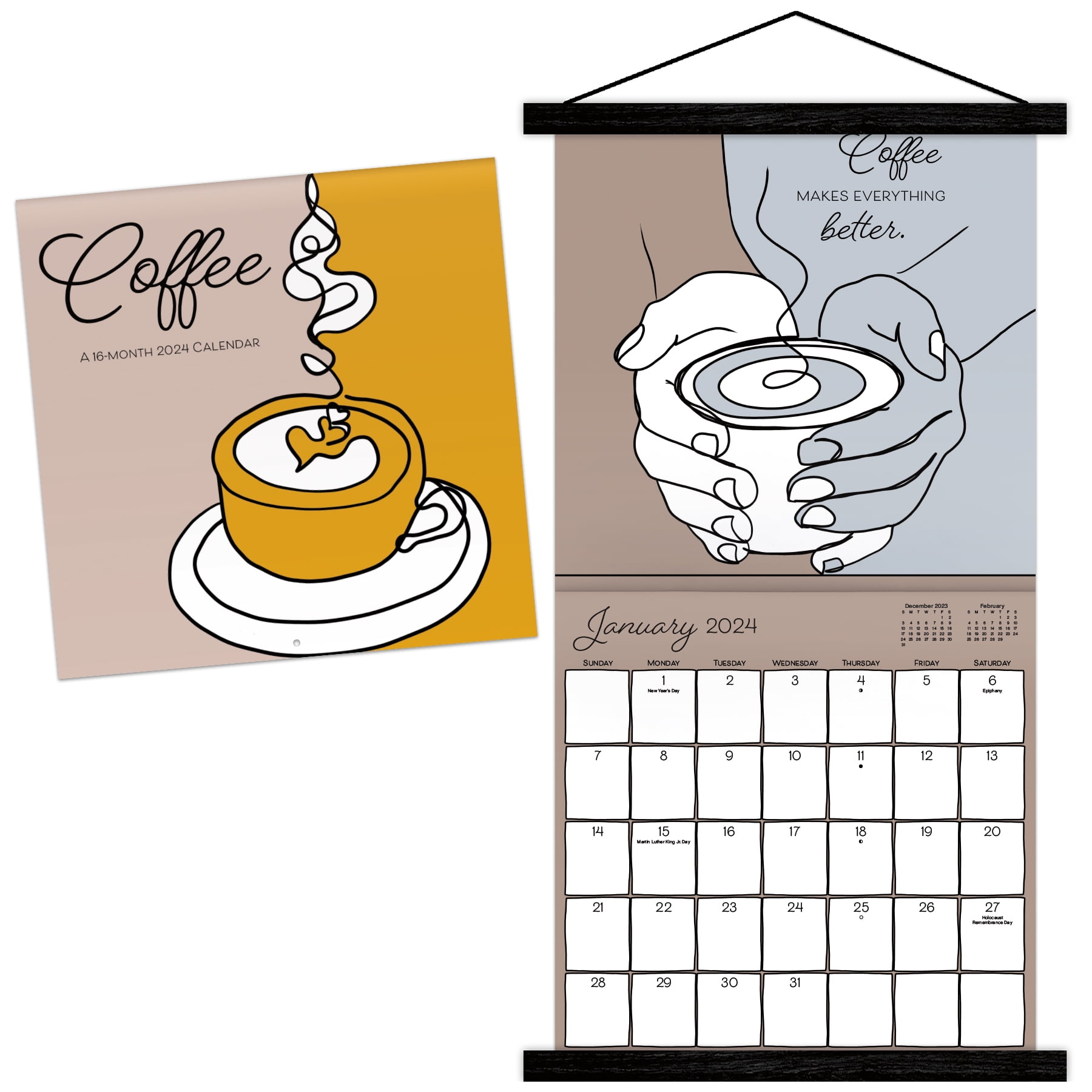 Trends International 2025 Coffee Wall Calendar & Frame