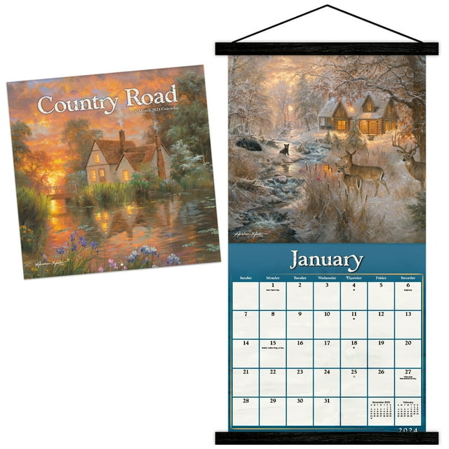 Trends International 2024 Country Road by Abraham Hunter Wall Calendar