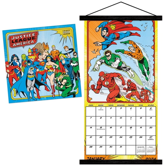 Trends International 2024 DC Comics The Justice League (Classic) Wall Calendar & Magnetic Frame
