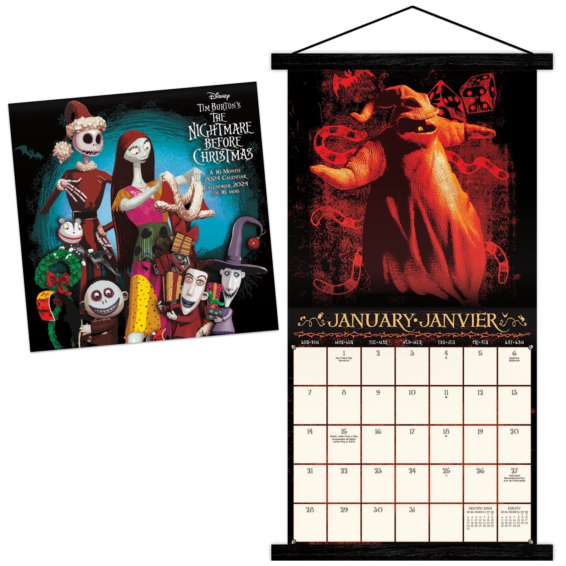 Trends International 2024 Disney The Nightmare Before Christmas Wall Calendar & Magnetic Frame