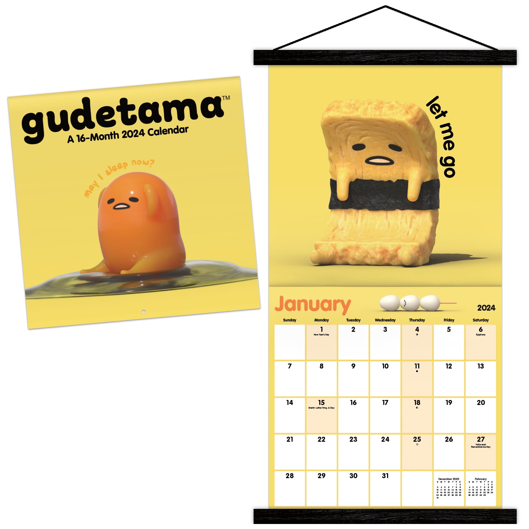 Trends International 2024 Gudetama Wall Calendar & Frame