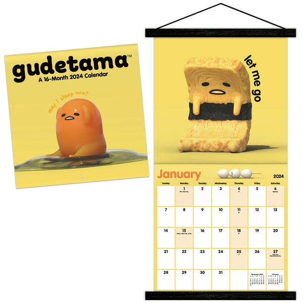 Trends International 2024 Gudetama Wall Calendar & Frame