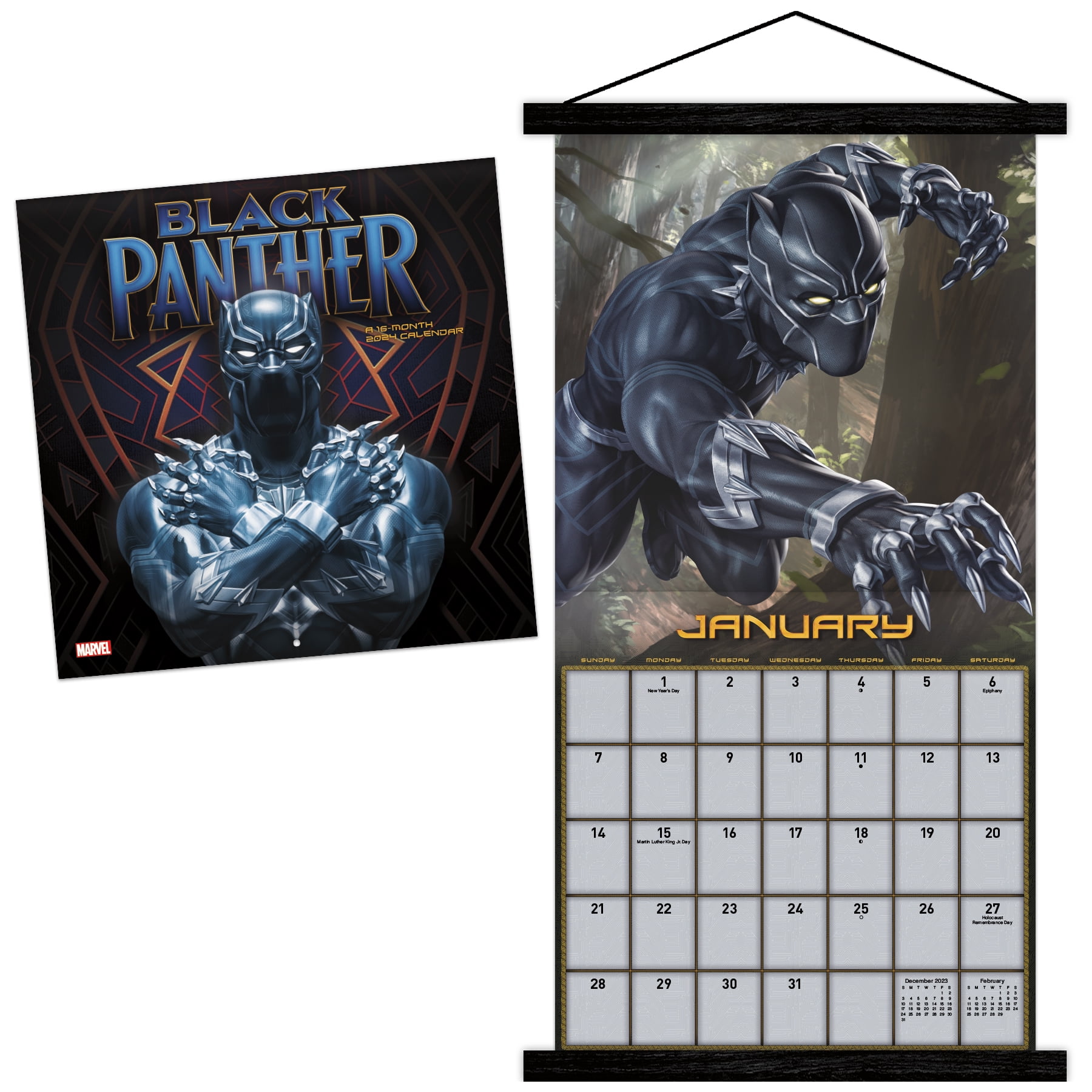Trends International 2024 Marvel Black Panther Wall Calendar &