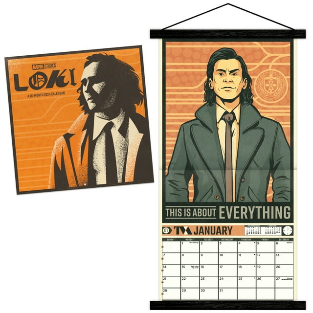 Trends International 2024 Marvel Loki Wall Calendar & Frame