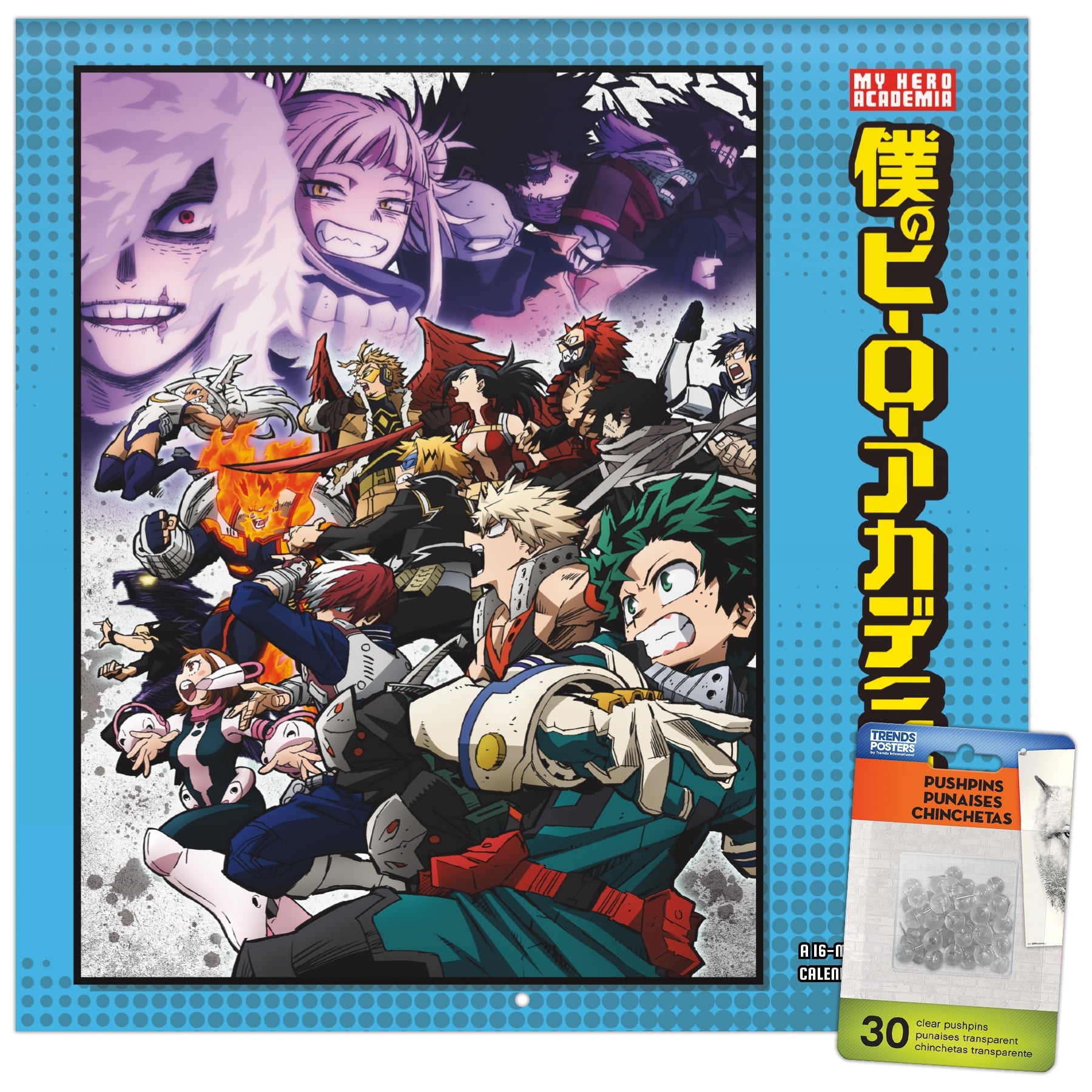 Trends International 2024 My Hero Academia Wall Calendar & Push
