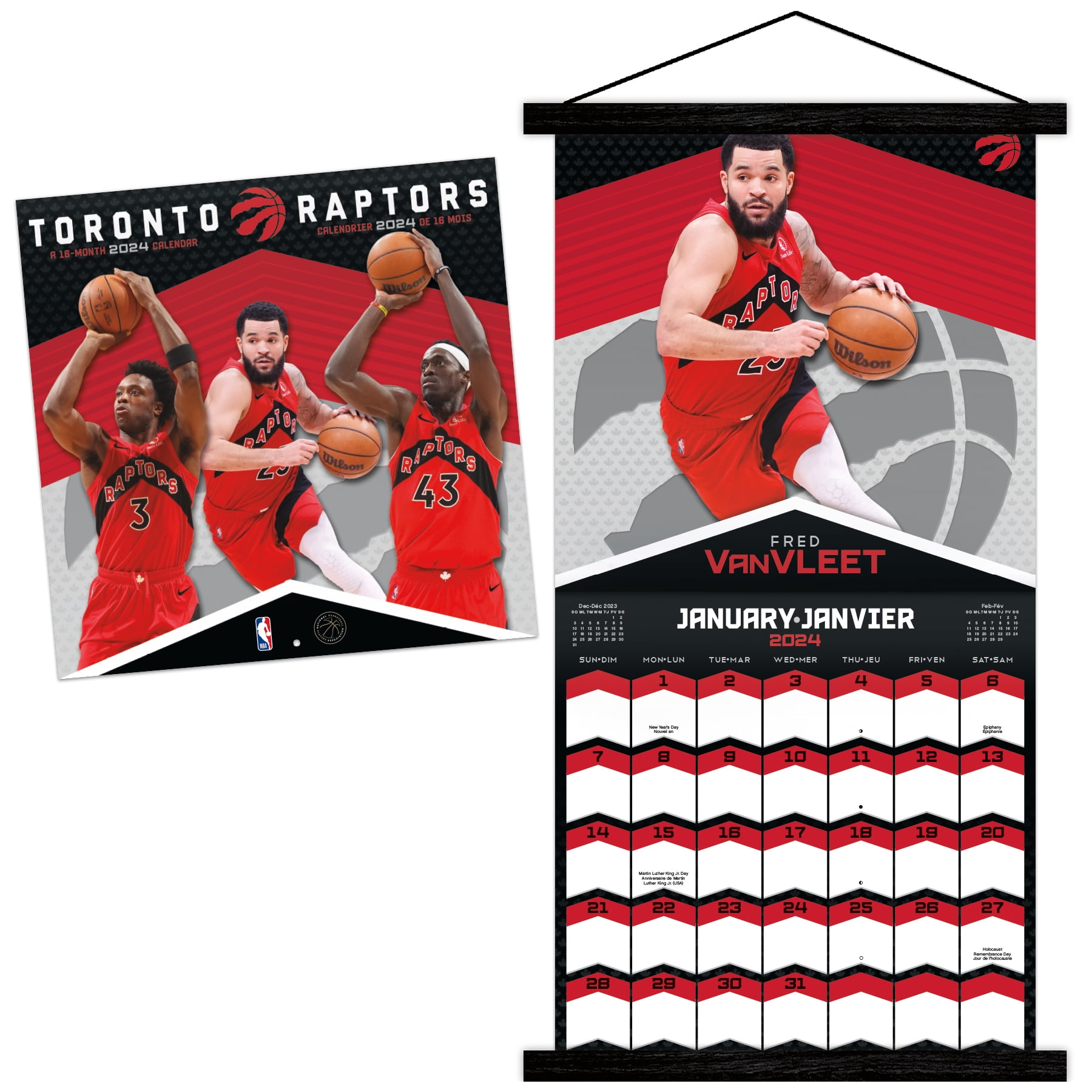Trends International 2024 NBA Toronto Raptors Wall Calendar
