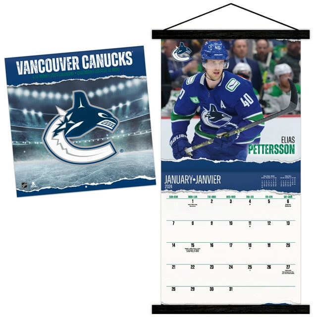 Trends International 2024 NHL Vancouver Canucks Wall Calendar & Frame