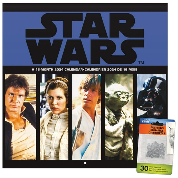 Trends International 2024 Star Wars: Saga Wall Calendar & Push Pins