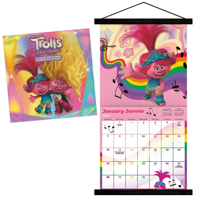 Trends International 2024 Trolls Band Together Wall Calendar &