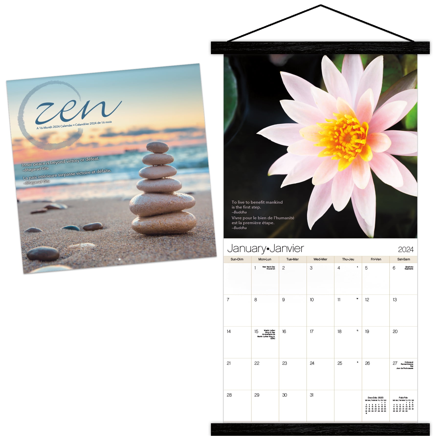 Trends International 2024 Zen Wall Calendar & Magnetic Frame