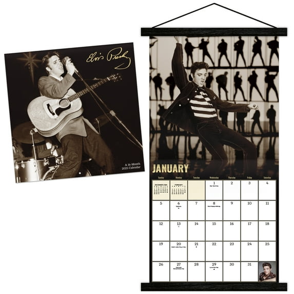 Trends International 2025 Elvis Presley Wall Calendar & Magnetic Frame