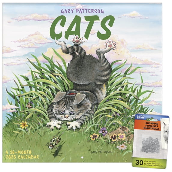 Trends International 2025 Gary Patterson - Cats Wall Calendar & Push Pins