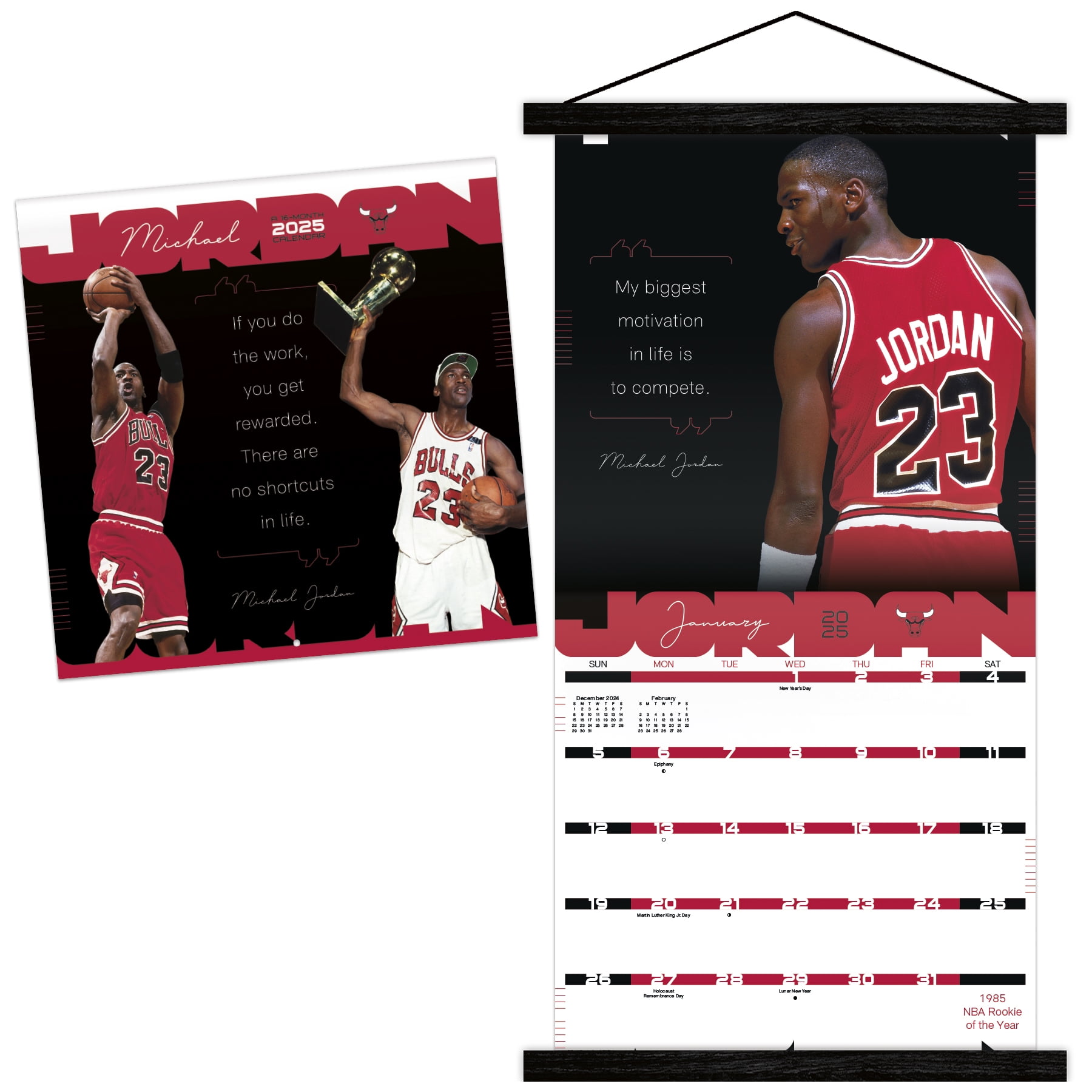 Trends International 2025 Michael Jordan Wall Calendar & Magnetic Frame