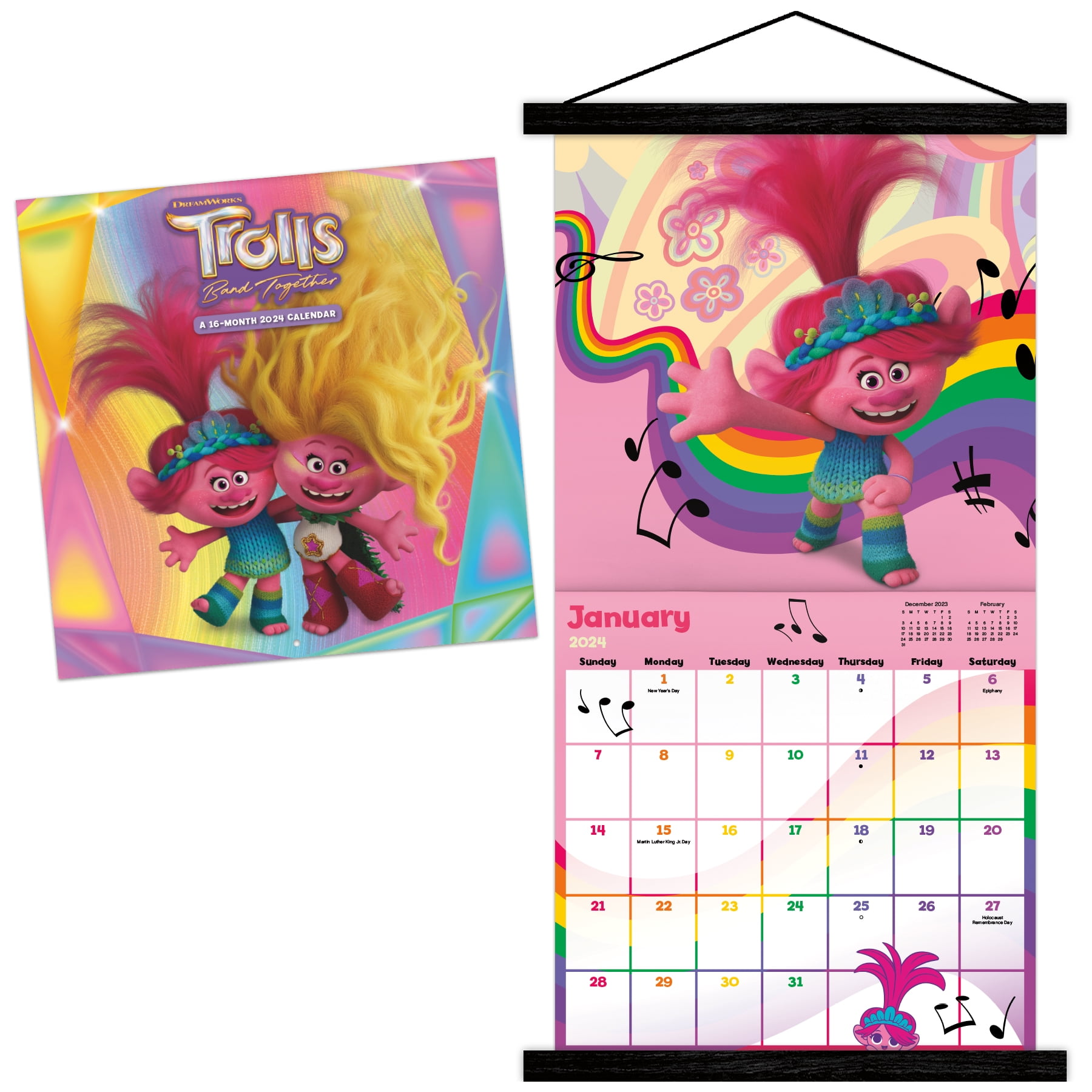 Trends International 2025 Trolls Band Together Wall Calendar &
