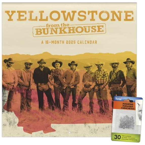 Trends International 2025 Yellowstone: From the Bunkhouse Wall Calendar & Push Pins