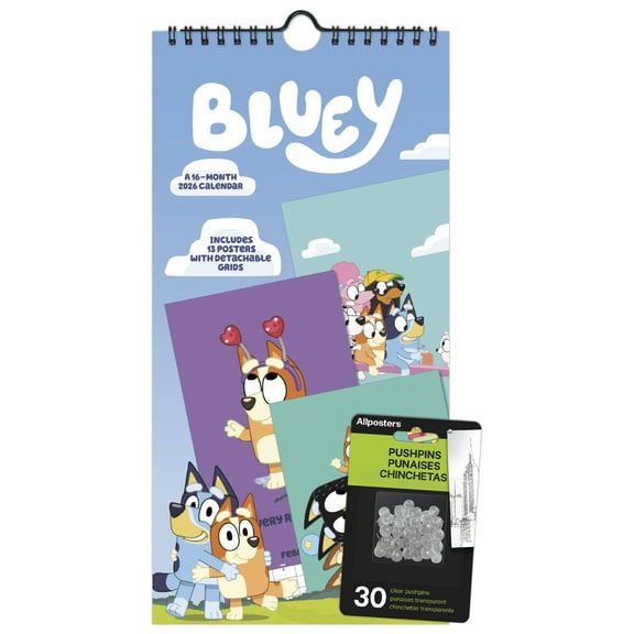 Trends International 2026 Bluey Mini Poster Calendar & Push Pins