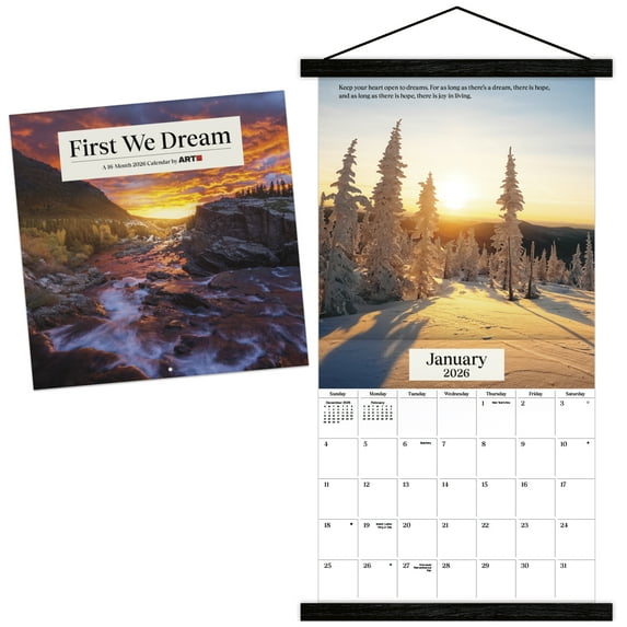 Trends International 2026 First We Dream Wall Calendar & Magnetic Frame