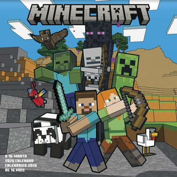 Trends International 2026 Minecraft (Bilingual French) Wall Calendar