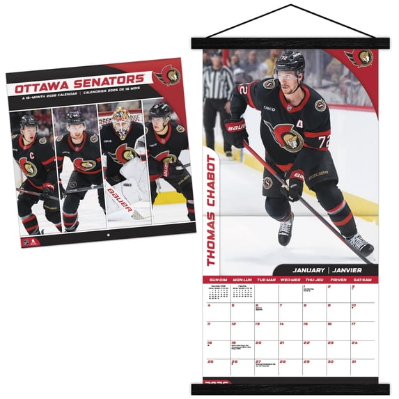 Trends International 2026 Ottawa Senators (Bilingual French) Wall Calendar & Magnetic Frame
