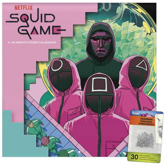 Trends International 2026 Squid Game Wall Calendar & Push Pins