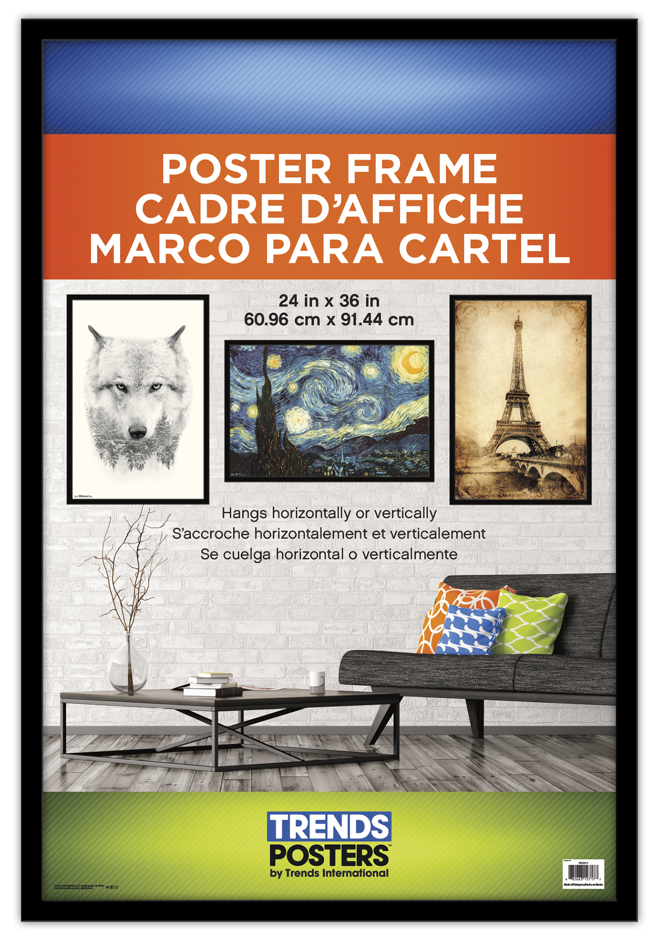 Trends International Poster Frame, Black, for 22.375" x 34" Posters