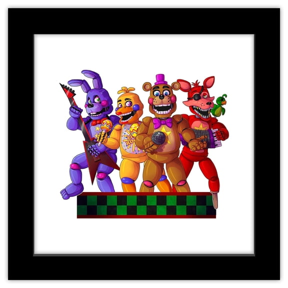 Trends International Gallery Pops Five Nights at Freddy's - Rockstar Group Wall Art Wall Poster, 12" x 12", Black Framed Version
