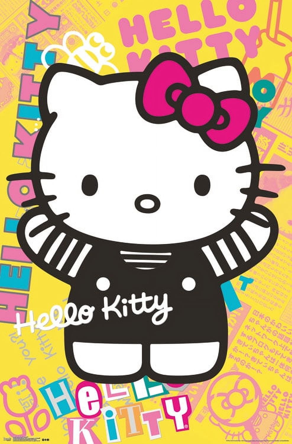  Trends International Gallery Pops Hello Kitty - Waving Wall Art  Wall Poster, 12 x 12, Black Frame Version: Posters & Prints