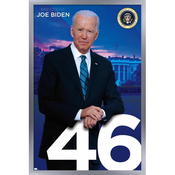Trends International Joe Biden - President Wall Poster 24.25" x 35.75" x .75" Silver Framed Version