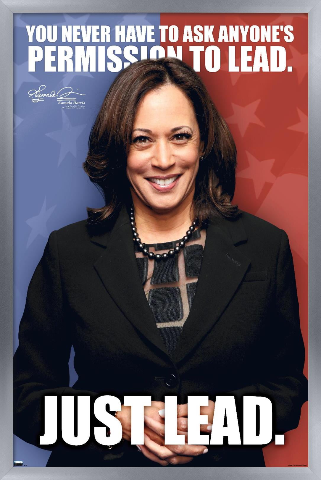 Trends International Kamala Harris - 2021 Vice President Wall Poster 16.5" x 24.25" x .75" Silver Framed Version